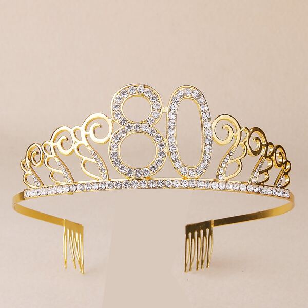 

Rhinestone Number Decor Headband, Gold