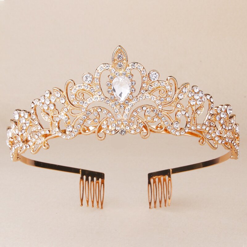 

Rhinestone Crown Design Headband, Gold