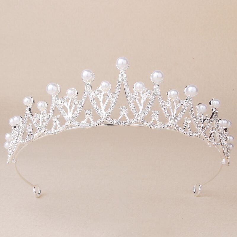 

Faux Pearl Crown Design Headband, White