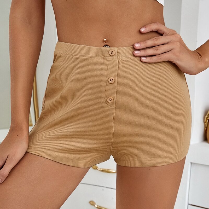 

Button Fly Solid Shorts, Khaki