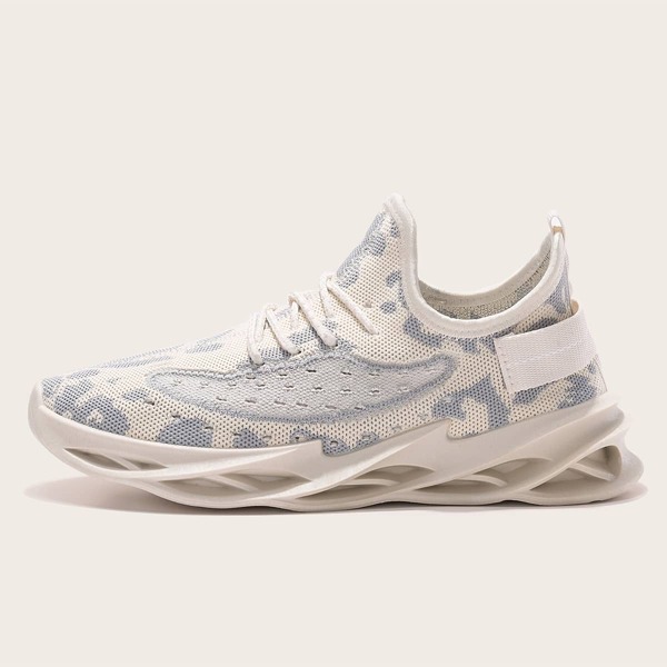 

Men Lace Up Decor Running Shoes, Beige