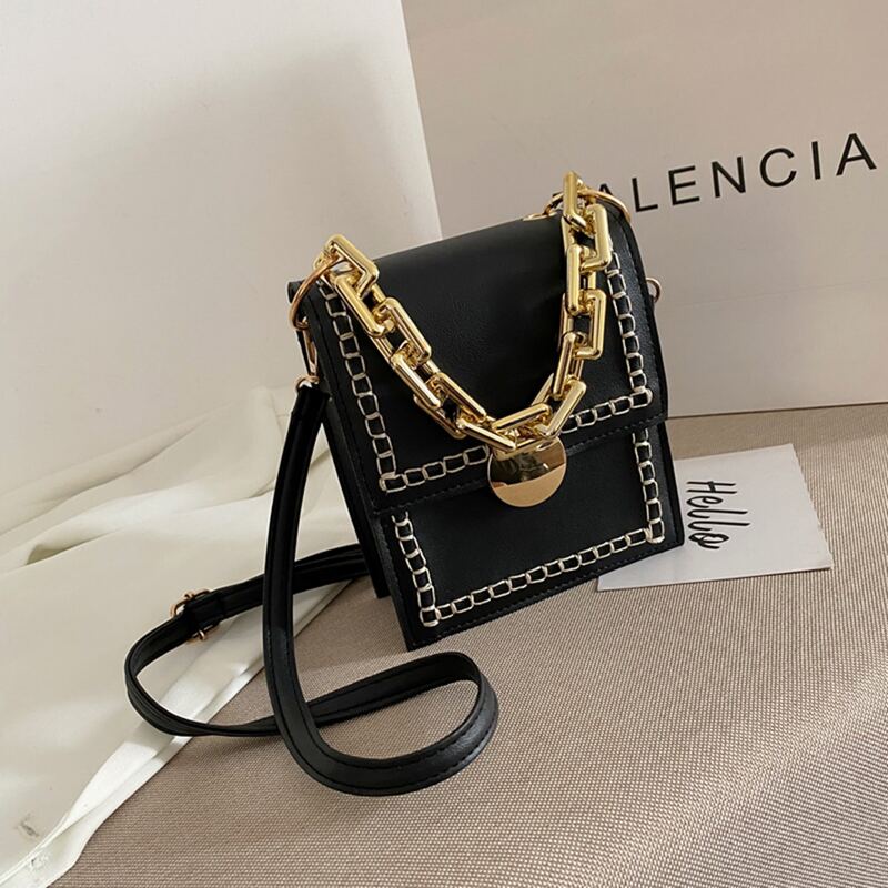 

Chain Decor Satchel Bag, Black