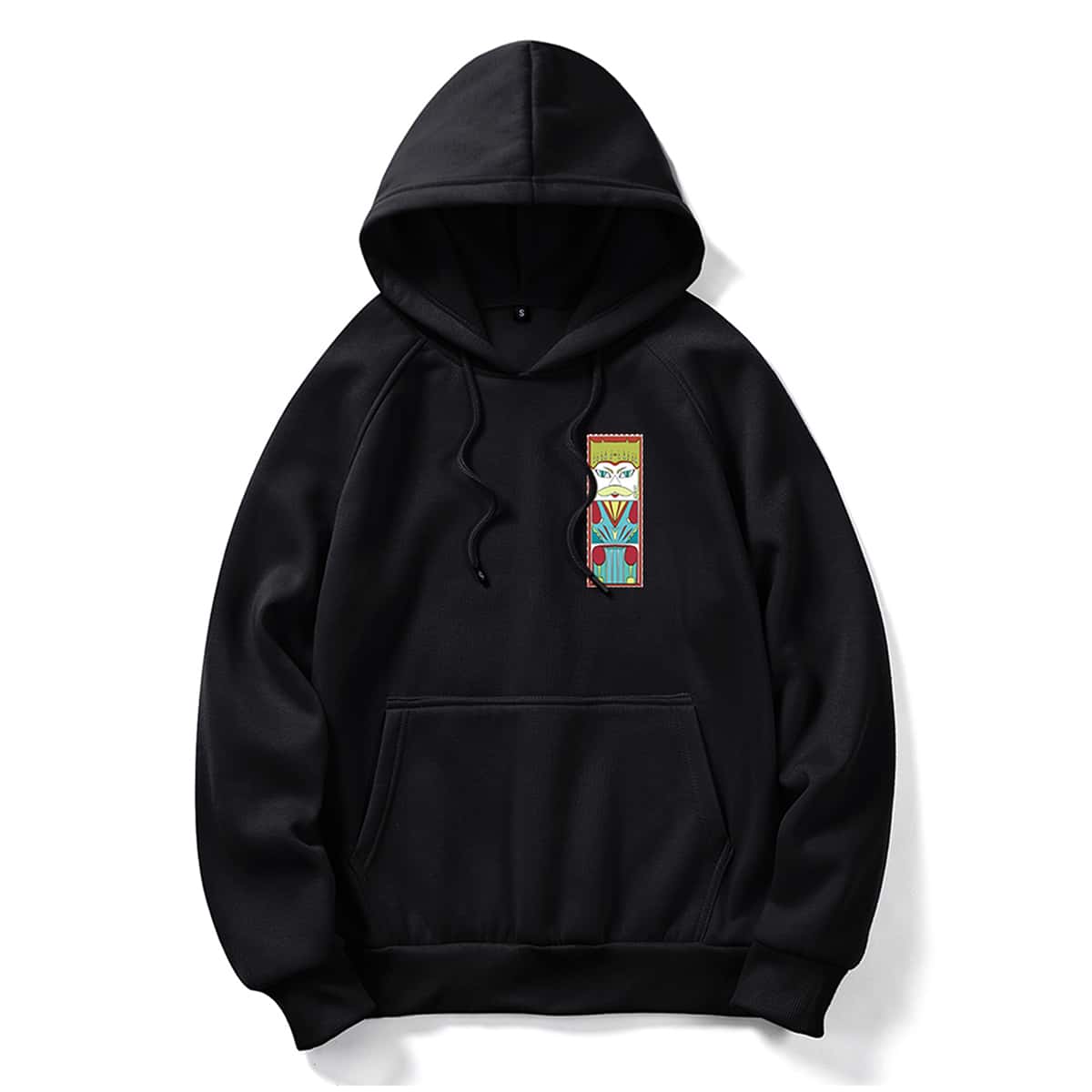 

Guys Cartoon Graphic Kangaroo Pocket Hoodie, Black