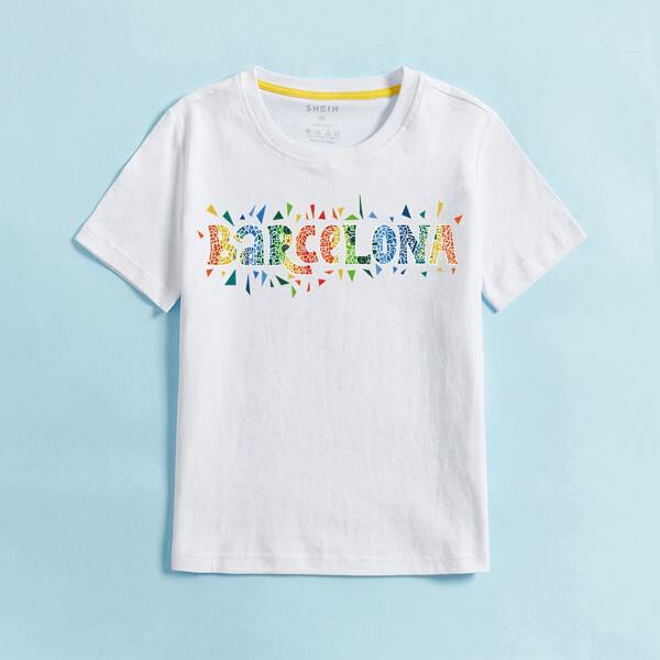 

Toddler Boys Colorful Letter Graphic Tee, White