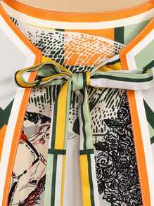 1入組女士緞紋面料復古圖案尖頭翻領假領子,適用於日常使用 - 彩色 - 查看 4