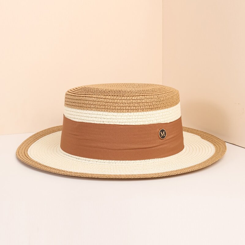 

Color Block Straw Hat, Khaki