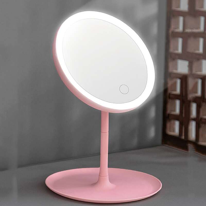 

1pc Desktop Makeup Mirror With Light, White
