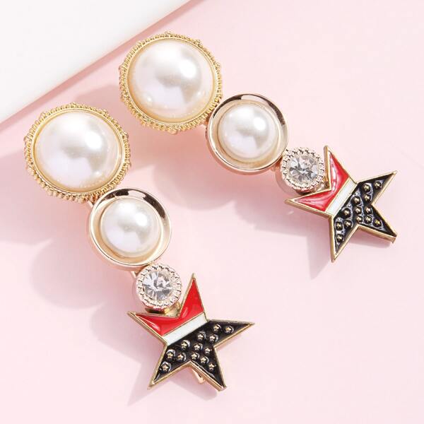 

2pcs Faux Pearl Hair Clip, Multicolor