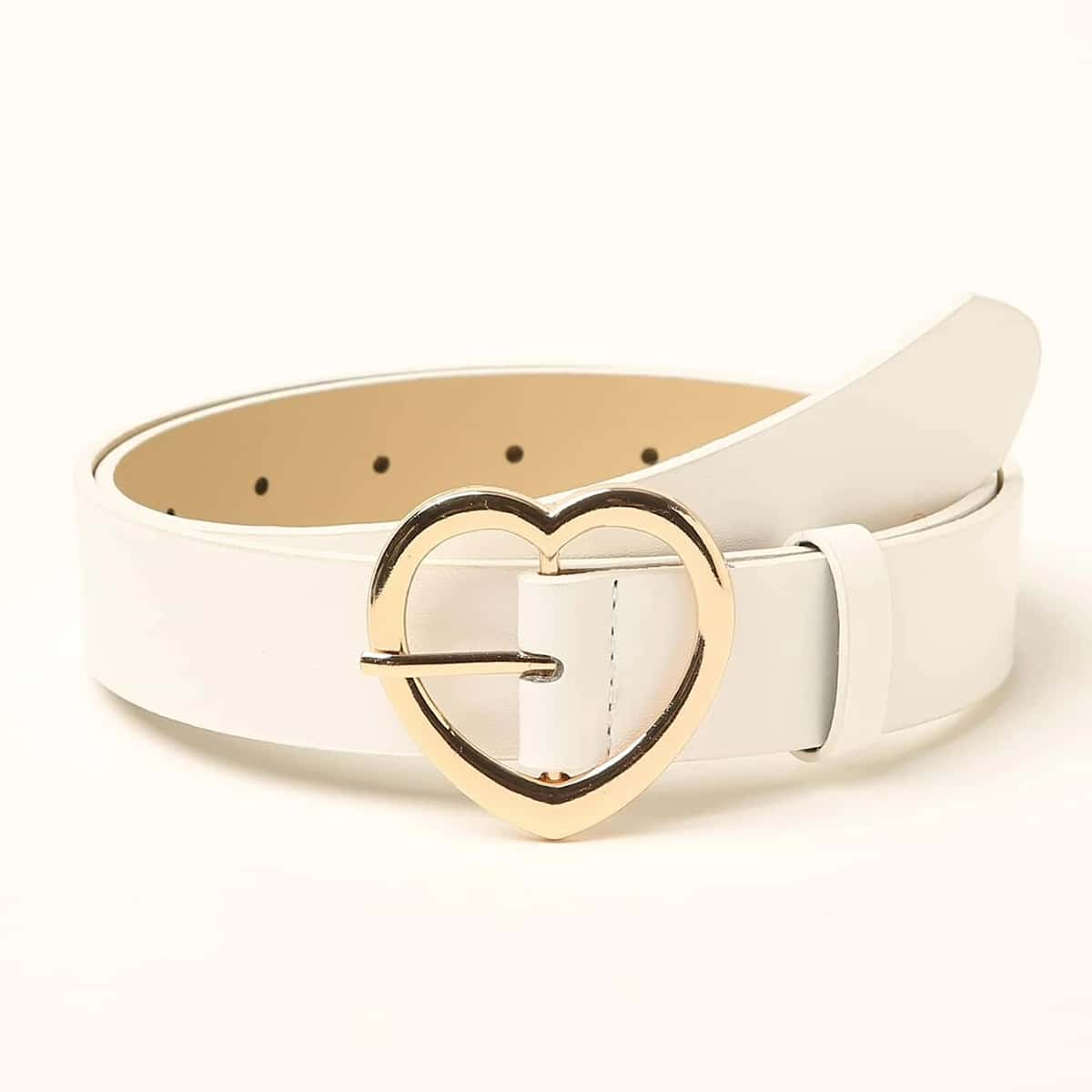 

Heart Buckle Belt, White