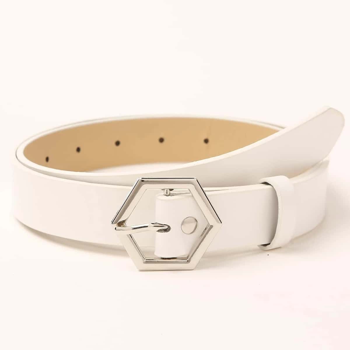 

Hexagon Buckle Belt, White