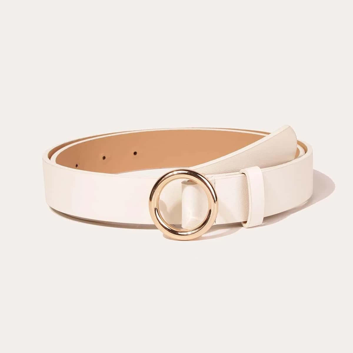 

Round Buckle Belt, White