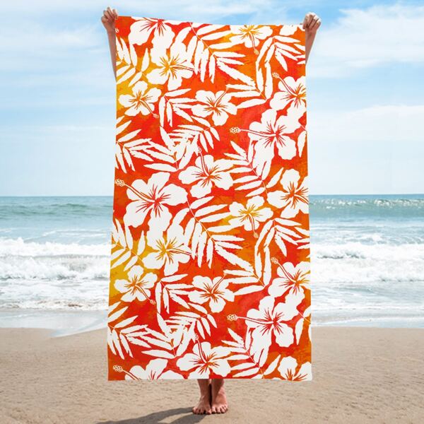 

Flower Print Bath Towel, Orange