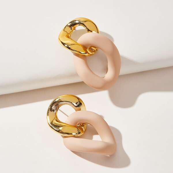 

Color Block Drop Earrings, Gold