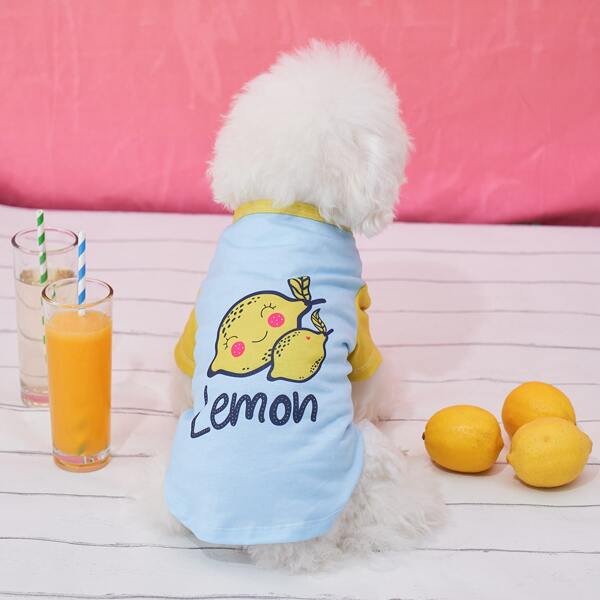 

Lemon Print Pet Tee, Blue