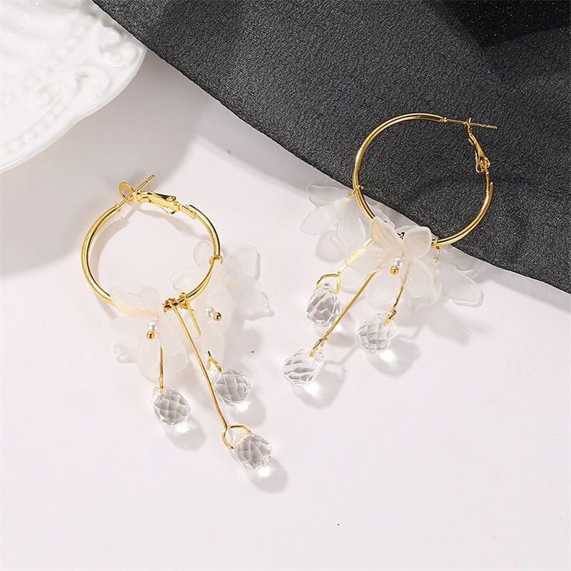 

Flower Hoop Earrings, Gold
