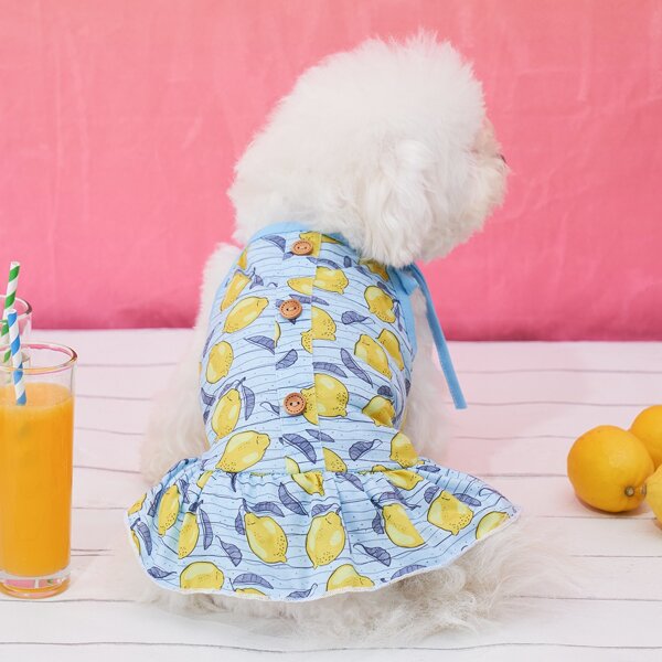 

Lemon Print Pet Dress, Blue