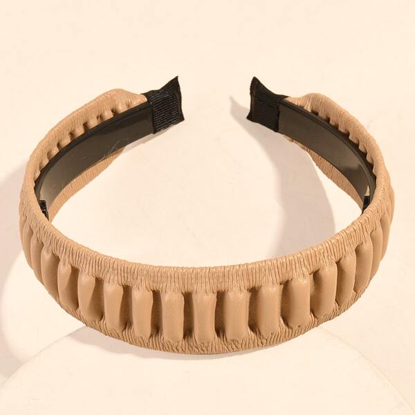 

Solid PU Leather Headband, Khaki