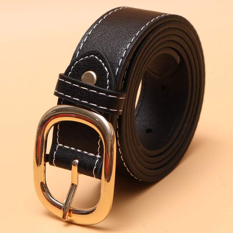 

Quilted Decor Buckle Belt, Black