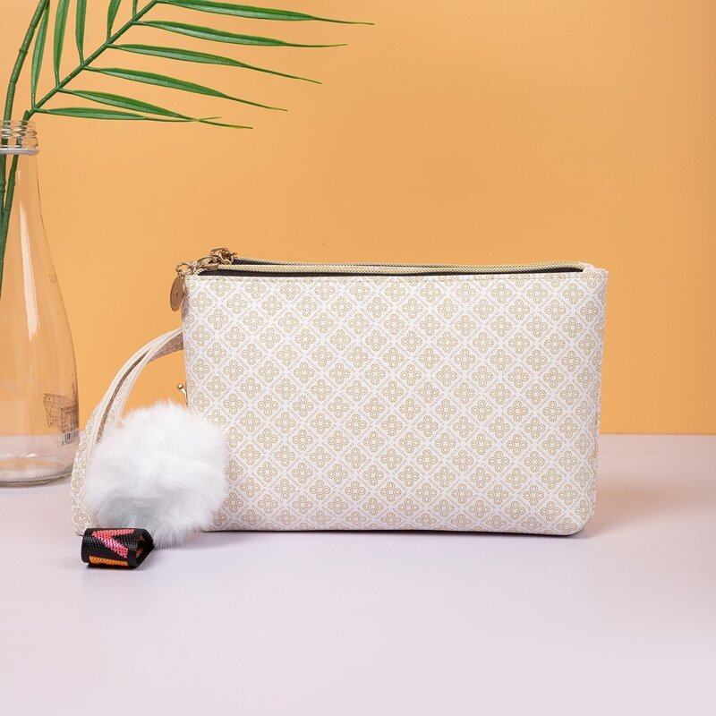 

Zip Around Clutch Bag, Beige