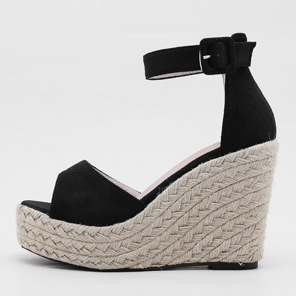 

Ankle Strap Espadrille Wedge Sandals, Black