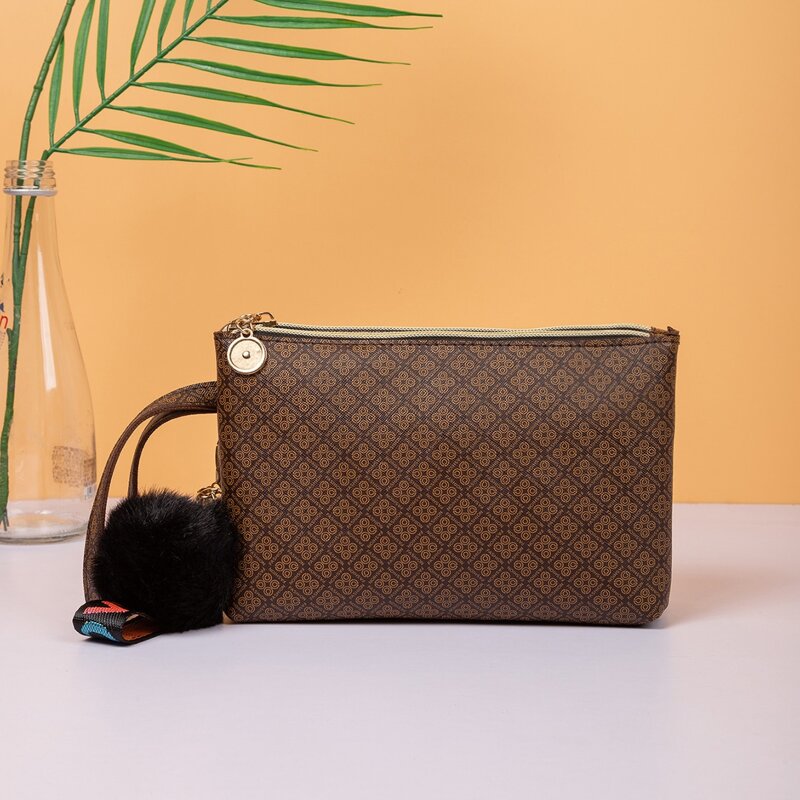 

Zip Around Clutch Bag, Coffee brown