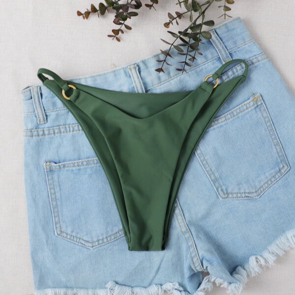 

Ring Linked Thong Bikini Panty, Army green