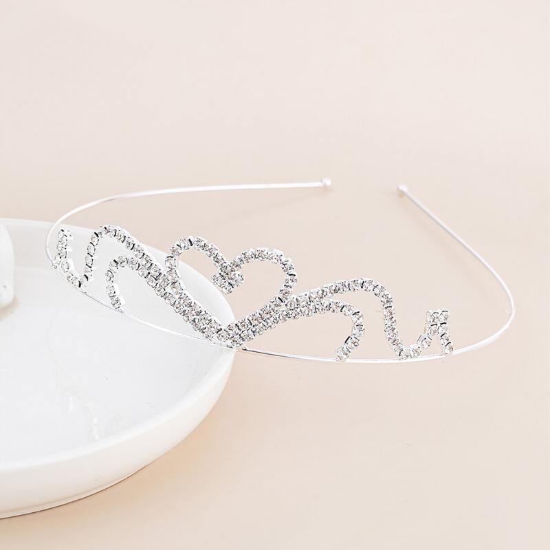 

1pc Rhinestone Crown Tiara, Silver