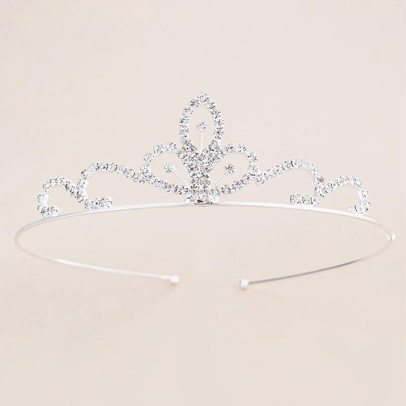 

1pc Rhinestone Crown Tiara, Silver