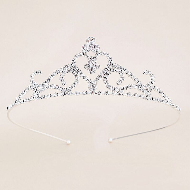 

1pc Rhinestone Crown Headband, Silver