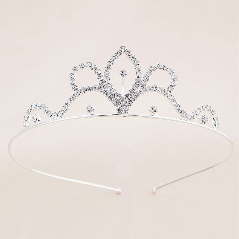 

1pc Rhinestone Crown Headband, Silver