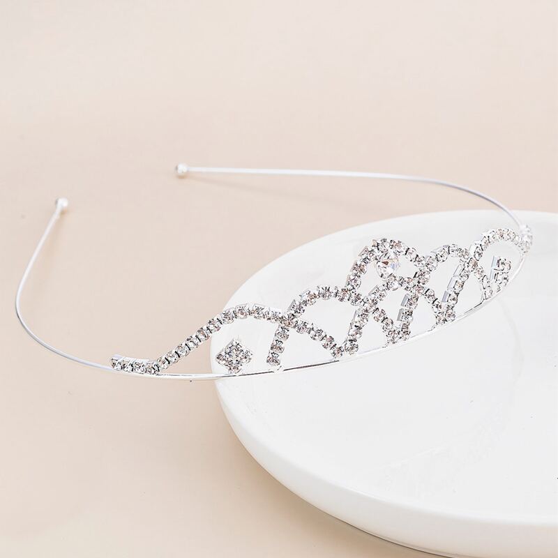 

1pc Rhinestone Crown Tiara, Silver