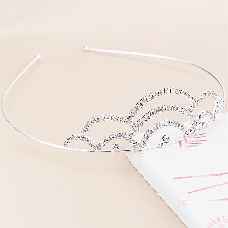 

1pc Rhinestone Crown Tiara, Silver