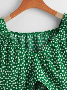 Áo sơ mi nữ Họa tiết hoa Giải trí - màu xanh lá - Xem 4