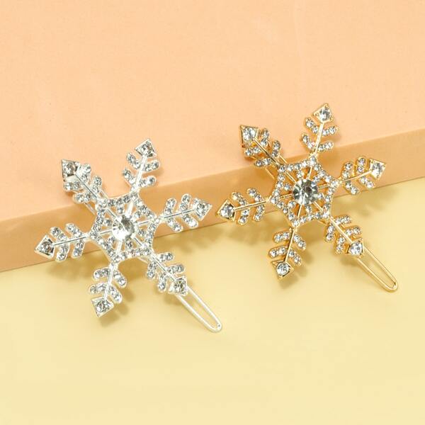 

2pcs Toddler Girls Snowflake Decor Hair Clip, Multicolor