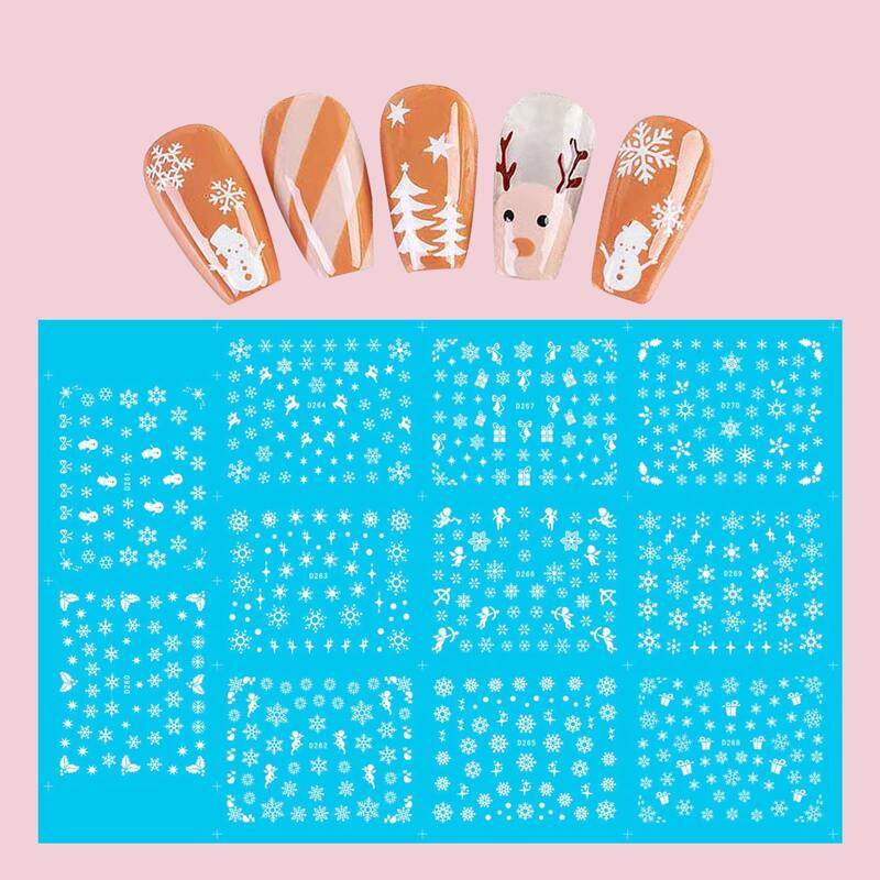 

1sheet Snowflake Nail Art Sticker, White