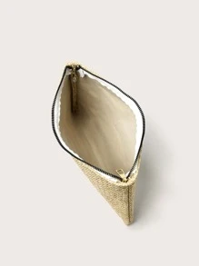 Straw Clutch Bag - Khaki - View 3