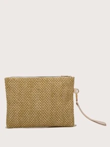 Straw Clutch Bag - Khaki - View 5