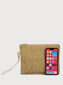 Straw Clutch Bag - Khaki - View 6