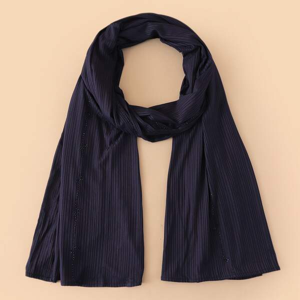 

Rhinestone Decor Scarf, Navy blue