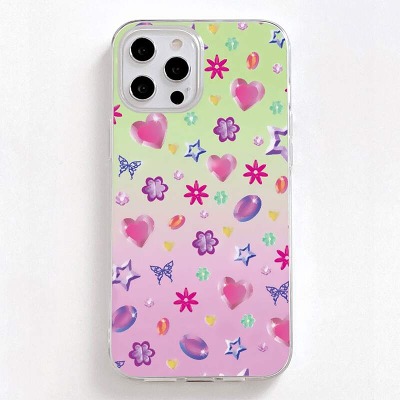 

Heart & Star Print Phone Case, Multicolor
