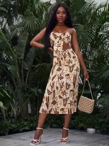 SHEIN Unity 動物印花領帶短款抹胸 - 彩色 - 查看 4