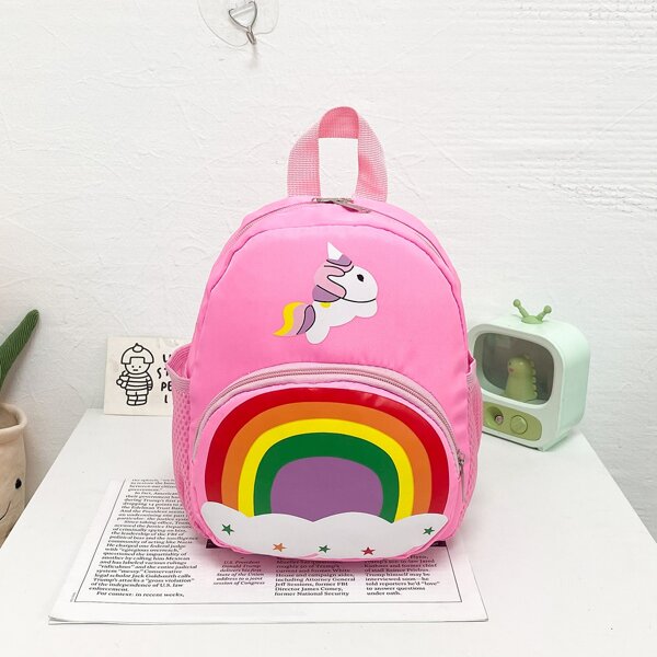 

Girls Cartoon Graphic Backpack, Pink