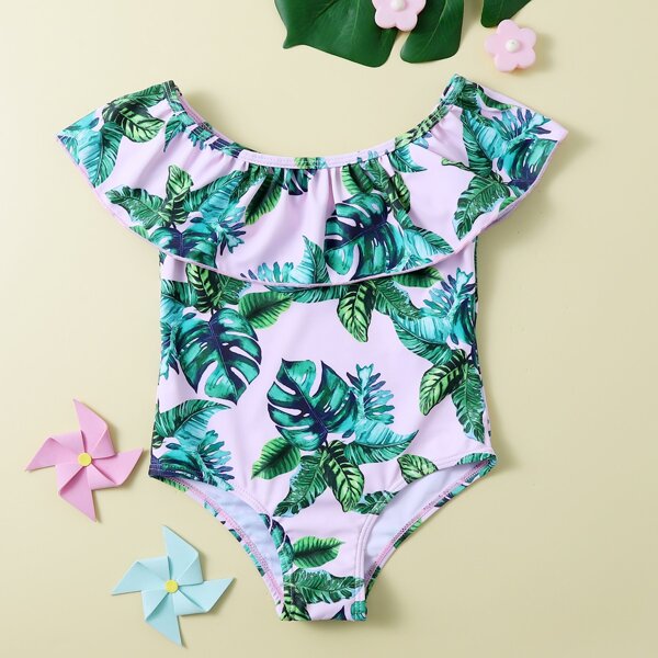 

Toddler Girls Tropical Flounce One Piece Swimsuit, Multicolor