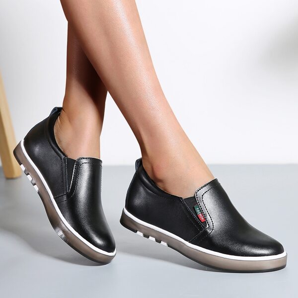 

Minimalist Slip-On Leather Hidden Wedge Shoes, Black