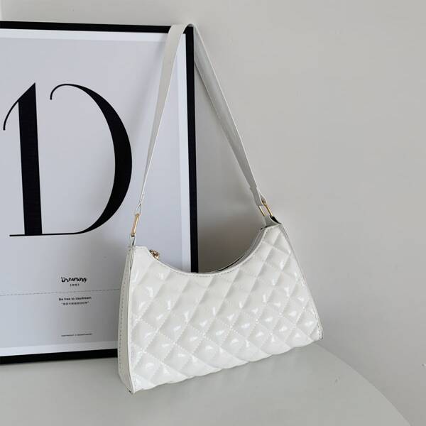 

Quilted Baguette Bag, White