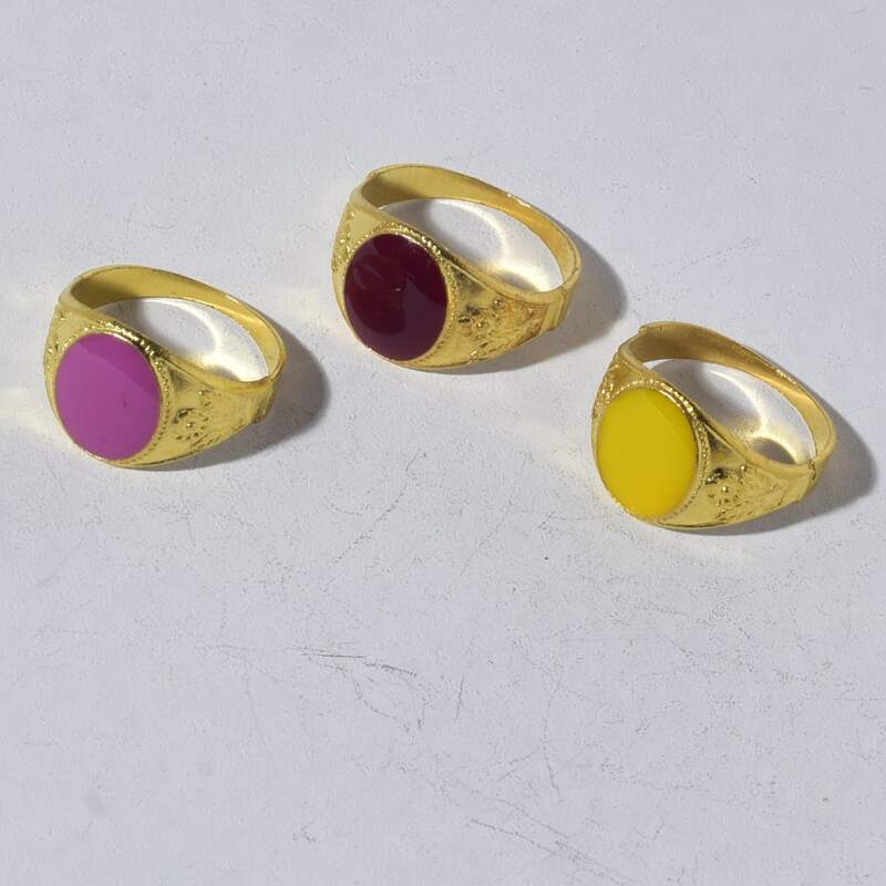

3pcs Colorblock Charm Ring, Multicolor