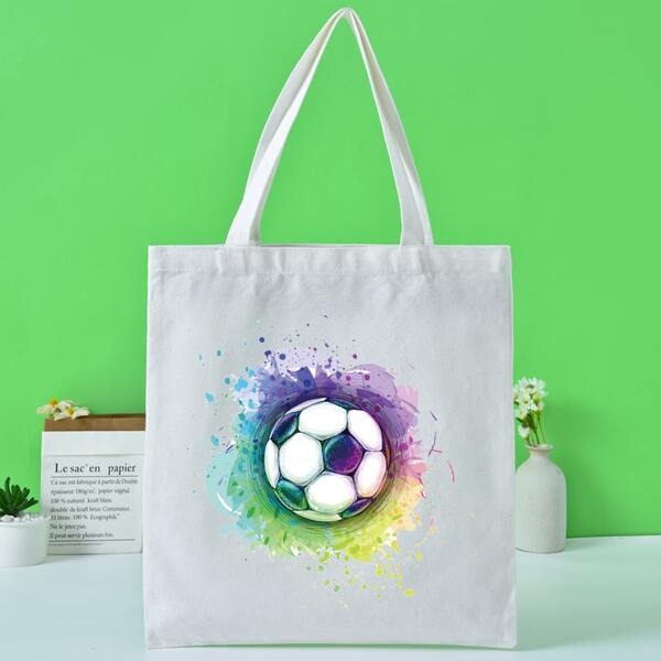 

Football Print Shopper Bag, White