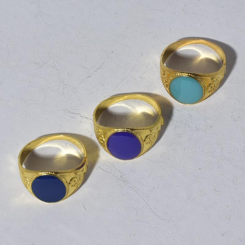 

3pcs Colorblock Charm Ring, Multicolor