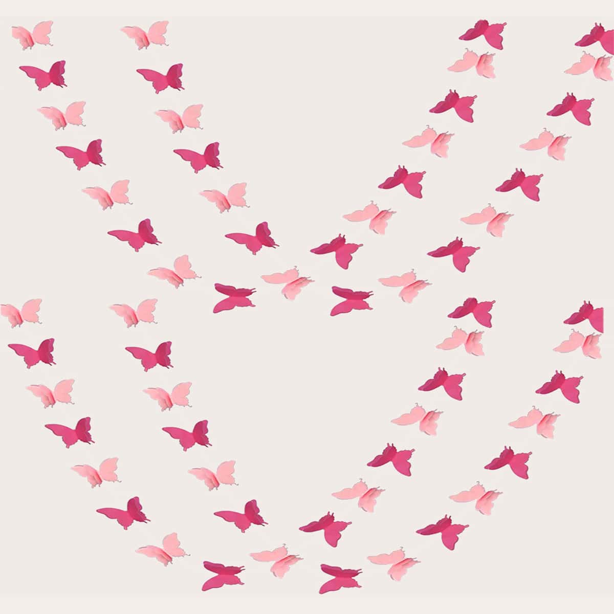 

1set Paper Butterfly Pull Flag, Hot pink