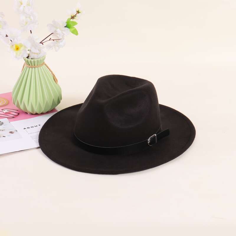 

Guys Buckle Decor Hat, Black